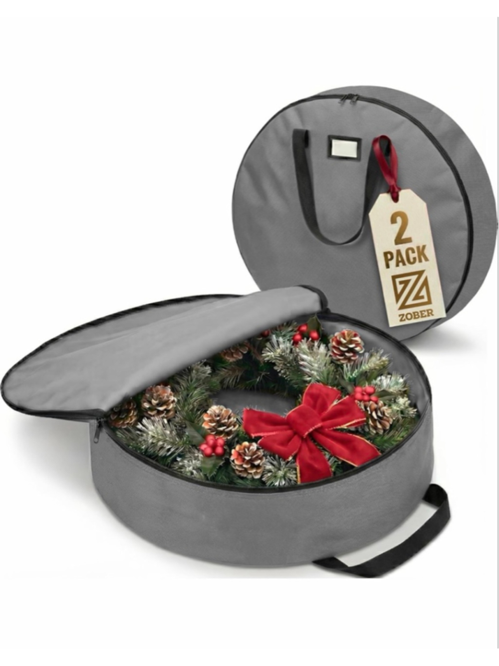 NEW 2 Pack Oxford Christmas Wreath Storage Container 48” Bag